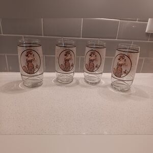 Lot Of 4 Pepsi Cola Victorian Lady Gibson Girl Soda Drinking Glass Vintage
